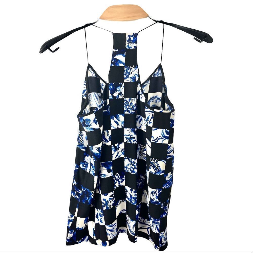 𝅺tibi Rococo Checkered Silk Racerback Camisole US 0 - Picture 4 of 7